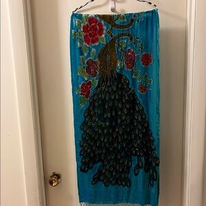 Blue and Black Maxi Pencil Wrap for Resort Wear